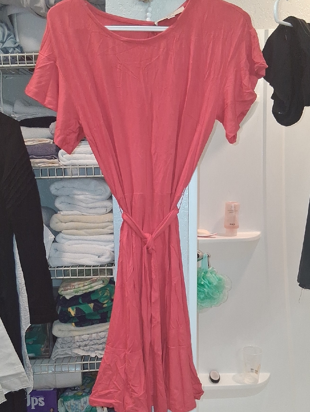 LOFT Coral Pink Maxi Dress with Tie Waist
